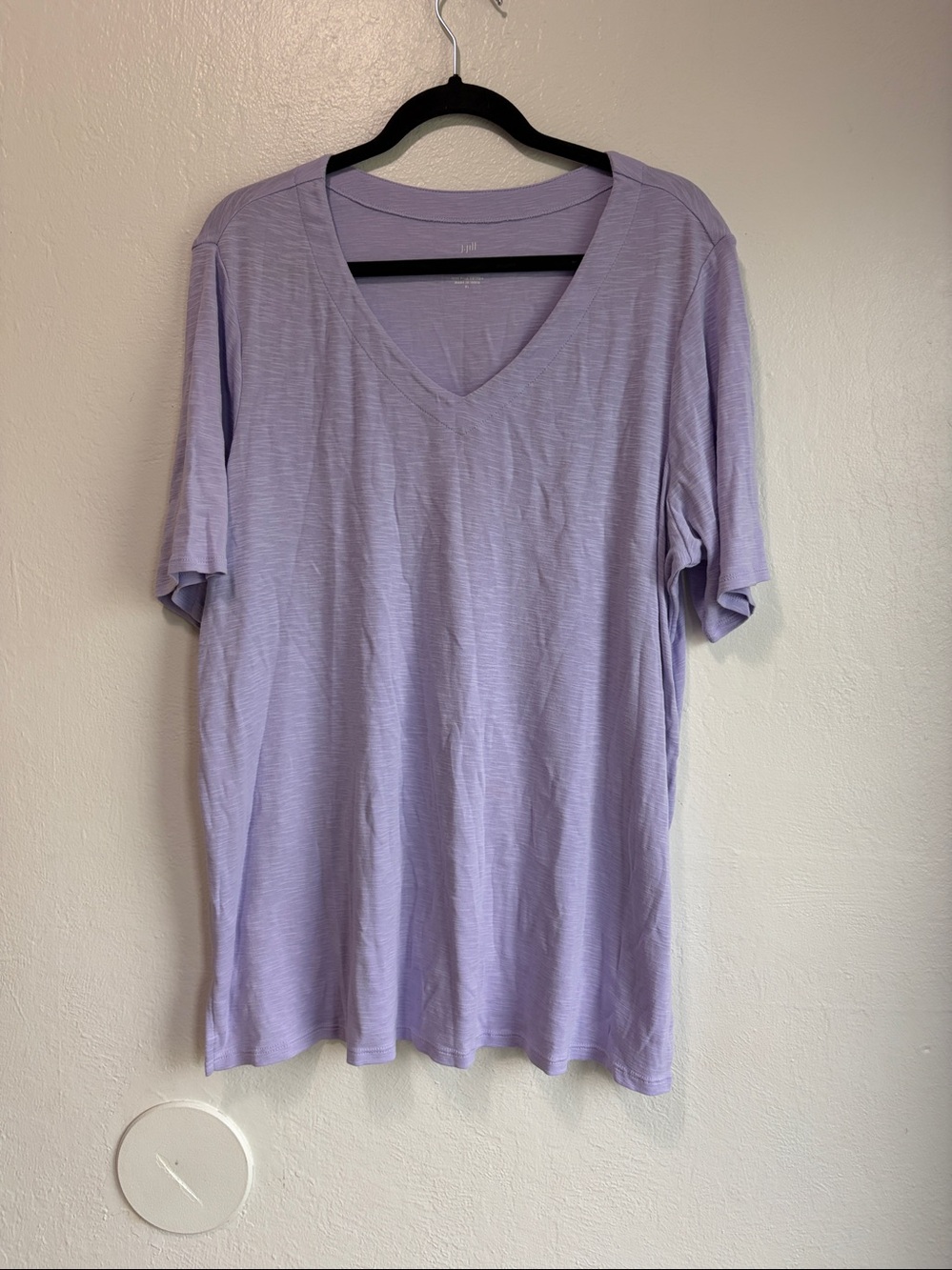 J. Jill Pima Slub-Textured Elbow Sleeve Tee Tunic lilac size xl Pima cotton v